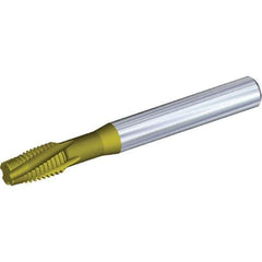 Kennametal - 3/8-16 UNC 4 Flute 3B Plug Spiral Flute Tap - Solid Carbide, TiAlN/TiN Finish, 3.54" OAL, Left Hand Flute, Right Hand Thread - Apex Tool & Supply