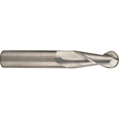 SGS - 14mm Diam, 26mm LOC, 2 Flute Solid Carbide Ball End Mill - Uncoated, Single End, 83mm OAL, 14mm Shank Diam, Spiral Flute - Apex Tool & Supply