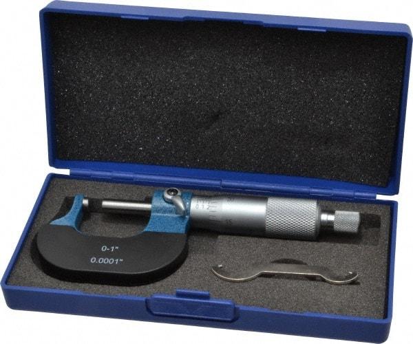 Value Collection - 1 Inch Measurement Range, 0.0001 Inch Graduation, Spherical Anvil, Ratchet Stop Thimble, Mechanical Anvil, Tube Micrometer - Accurate Up to 0.0001 Inch, Accurate Up to 0.0001 Inch, Enamel Finish, Carbide - Apex Tool & Supply