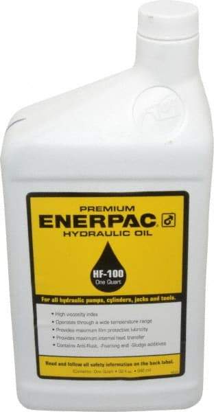 Enerpac - 1 Qt Bottle, Mineral Hydraulic Oil - ISO 32, <12,000 SUS at 0°F, 150 to 165 SUS at 100°F, 42 to 45 SUS at 210°F - Apex Tool & Supply
