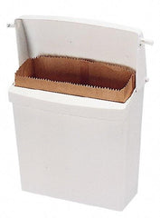 Rubbermaid - Plastic Feminine Hygiene Product Receptacle - 10-3/4" High x 12-1/2" Wide x 5-1/4" Deep, White - Apex Tool & Supply