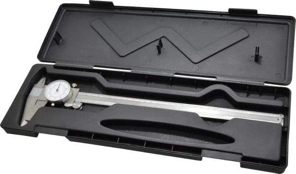 Value Collection - 0mm to 12" Range, 0.001" and 0.02 mm Graduation, 0.1" per Revolution, Dial Caliper - White Face, 2.5" Jaw Length - Apex Tool & Supply