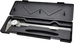 Value Collection - 0mm to 12" Range, 0.001" and 0.02 mm Graduation, 0.1" per Revolution, Dial Caliper - White Face, 2.5" Jaw Length - Apex Tool & Supply