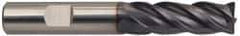 Guhring - 25mm, 45mm LOC, 25mm Shank Diam, 121mm OAL, 4 Flute, Solid Carbide Square End Mill - Single End, FIREX Finish, Spiral Flute, 35/38° Helix, Centercutting, Right Hand Cut, Right Hand Flute, Series 3736 - Apex Tool & Supply