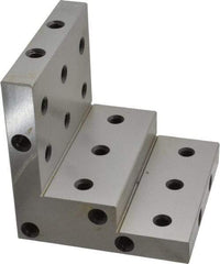 SPI - 4" Wide x 4" Deep x 4" High Steel Precision-Ground Angle Plate - Stepped Plate, Machined Holes on Surface, Open End - Apex Tool & Supply