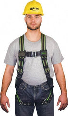 Miller - 400 Lb Capacity, Size Universal, Full Body Construction Safety Harness - Elastomer, Tongue Leg Strap, Mating Chest Strap, Green/Black - Apex Tool & Supply