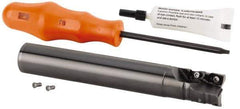 Kennametal - 1" Cut Diam, 27.99mm Max Depth of Cut, 1" Shank Diam, 139.34mm OAL, Indexable Square Shoulder Helical End Mill - GOMT 13T3.., JOMT 13T3.. Inserts, Cylindrical Shank, 0° Lead Angle, Through Coolant, Series KDMR - Apex Tool & Supply