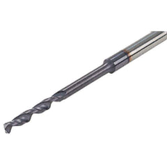 Iscar - 1.1mm 140° Solid Carbide Jobber Drill - TiAlN Finish, Right Hand Cut, Spiral Flute, Straight Shank, 46mm OAL, Standard Point - Apex Tool & Supply