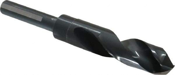 Chicago-Latrobe - 27/32" Drill, 118° Point, High Speed Steel Silver Deming & Reduced Shank Drill Bit - Oxide Finish, 6" OAL, Flats on Shank, 3-1/8" Flute Length, Right Hand Cut, Split Point, Spiral Flute, Regular Spiral - Apex Tool & Supply