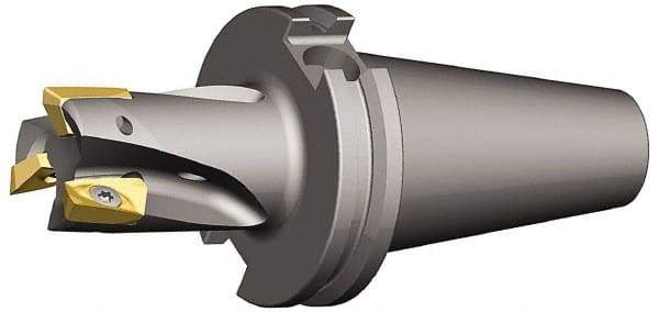 Kennametal - 1-1/4" Cut Diam, 0.65" Max Depth of Cut, 1-1/4" Shank Diam, 4.468" OAL, Indexable Square Shoulder End Mill - EC18.., EP18.. Inserts, Weldon Shank, 0° Lead Angle, Through Coolant - Apex Tool & Supply