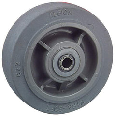 Albion - 8 Inch Diameter x 2 Inch Wide, Solid Rubber Caster Wheel - 675 Lb. Capacity, 2-3/16 Inch Hub Length, 1/2 Inch Axle Diameter, Roller Bearing - Apex Tool & Supply