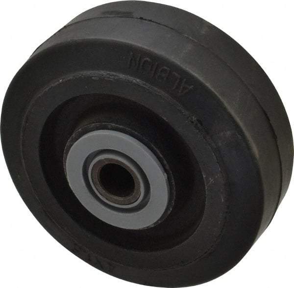 Albion - 4 Inch Diameter x 1-1/2 Inch Wide, Solid Rubber Caster Wheel - 250 Lb. Capacity, 1-5/8 Inch Hub Length, 1/2 Inch Axle Diameter, Roller Bearing - Apex Tool & Supply
