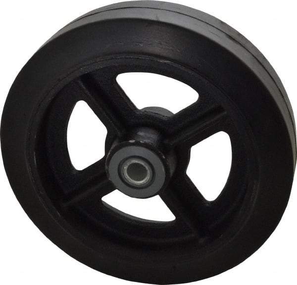 Albion - 8 Inch Diameter x 2 Inch Wide, Solid Rubber Caster Wheel - 500 Lb. Capacity, 2-3/16 Inch Hub Length, 3/4 Inch Axle Diameter, Roller Bearing - Apex Tool & Supply