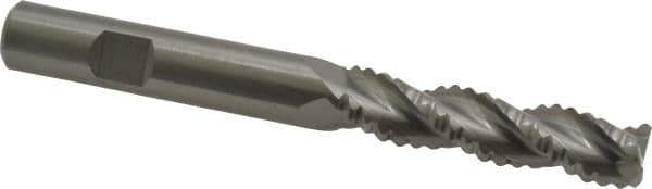 Kennametal - 1/2" Diam, Extra Coarse Pitch, 2" LOC, 3 Flute Solid Carbide Roughing Square End Mill - Uncoated, 4-1/2" OAL, 1/2" Shank Diam, Single End, Centercutting, 37° Helix - Apex Tool & Supply