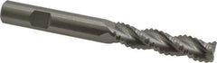 Kennametal - 1/2" Diam, Extra Coarse Pitch, 2" LOC, 3 Flute Solid Carbide Roughing Square End Mill - Uncoated, 4-1/2" OAL, 1/2" Shank Diam, Single End, Centercutting, 37° Helix - Apex Tool & Supply