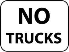 NMC - "No Trucks", 24" Wide x 18" High, Aluminum Parking Lot Traffic Signs - 0.08" Thick, Black on White, Engineer Grade Reflectivity, Rectangle, Post Mount - Apex Tool & Supply