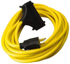 Southwire - 25', 12/3 Gauge/Conductors, Yellow Outdoor Extension Cord - 1 Receptacle, 15 Amps, 125 VAC, UL SJTW, NEMA 5-15P, 5-15R - Apex Tool & Supply