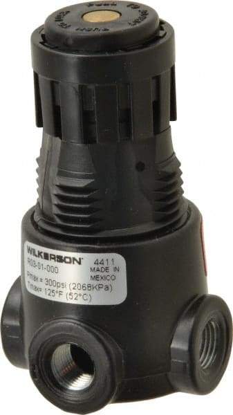 Wilkerson - 1/8 NPT Port, 13 CFM, Zinc Miniature Regulator - 2 to 125 psi Range, 300 Max psi Supply Pressure, 1/8" Gauge Port Thread, 1.65" Wide x 2.88" High - Apex Tool & Supply