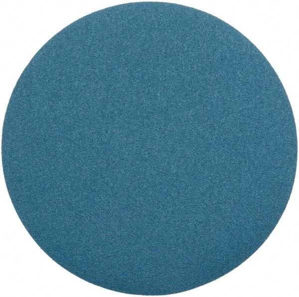 Superior Abrasives - 18" Diam, 40 Grit Zirconia Alumina Adhesive PSA Disc - Coarse Grade, Blue, Cloth Backing, Flexible - Apex Tool & Supply