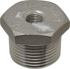 Merit Brass - 3/4 x 1/8" Grade 304 Stainless Steel Pipe Hex Bushing - MNPT x FNPT End Connections, 150 psi - Apex Tool & Supply