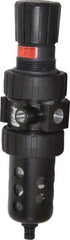 Parker - 3/8" NPT Port Intermediate 1 Piece Filter/Regulator FRL Unit - Polycarbonate Bowl, 55 SCFM, 150 Max psi, 10.38" High, Manual Drain - Apex Tool & Supply