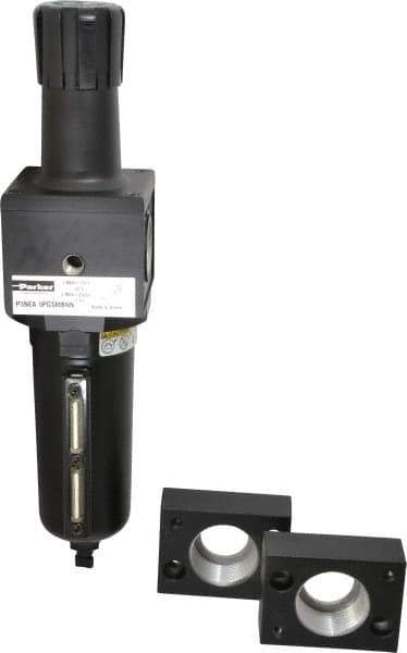 Parker - 1-1/2" NPT Port Heavy Duty 1 Piece Filter/Regulator FRL Unit - Metal Bowl, 250 SCFM, 250 Max psi, 15.95" High, Manual Drain - Apex Tool & Supply