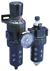 Parker - 1/2" NPT Port Standard 2 Piece Filter/Regulator-Lubricator FRL Unit - Polycarbonate Bowl, 90 SCFM, 150 Max psi, 11.76" High, Manual Drain - Apex Tool & Supply