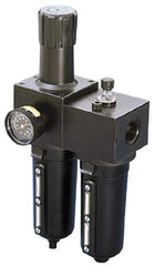 Parker - 1" NPT Port Heavy Duty 2 Piece Filter/Regulator-Lubricator FRL Unit - Metal Bowl, 250 SCFM, 250 Max psi, 15.95" High, Manual Drain - Apex Tool & Supply