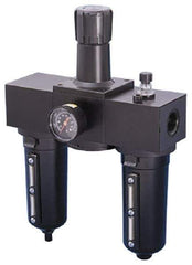 Parker - 1" NPT Port Heavy Duty 3 Piece Filter-Regulator-Lubricator FRL Unit - Metal Bowl, 250 SCFM, 250 Max psi, 15.95" High, Manual Drain - Apex Tool & Supply