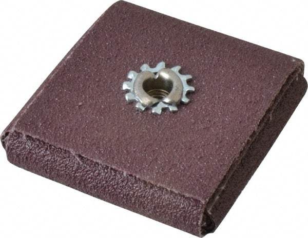 3M - 80 Grit, Medium Grade, Aluminum Oxide Square Pad - 2" Long x 2" Wide x 1/2" Thick, Cloth Backed, X Backing Weight, 12,000 Max RPM - Apex Tool & Supply