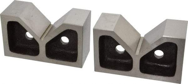 Value Collection - 3-1/16" Max Capacity, 90° Angle, Cast Iron V-Block - 6" Long x 2-7/16" Wide x 3-1/2" High, Sold as Matched Pair - Apex Tool & Supply