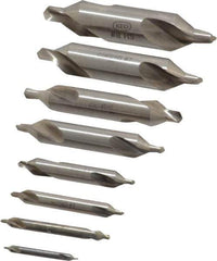 Keo - 8 Piece, #1 to 8, Plain Edge, High Speed Steel Combo Drill & Countersink Set - 60° Incl Angle - Apex Tool & Supply