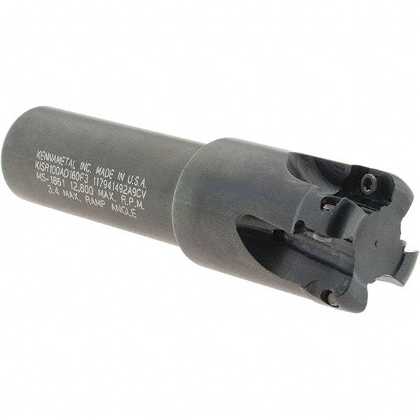 Kennametal - 1" Cut Diam, 0.357" Max Depth of Cut, 3/4" Shank Diam, 121.41mm OAL, Indexable Square Shoulder End Mill - AD.T 1035 Inserts, Weldon Shank, 0° Lead Angle, Through Coolant - Apex Tool & Supply