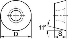 Kennametal - RPCW1204M0 Grade KC735M Carbide Milling Insert - TiN Finish, 3/16" Thick, 12mm Inscribed Circle - Apex Tool & Supply