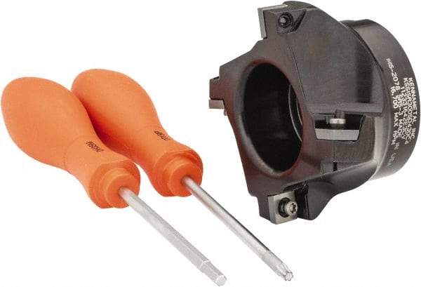 Kennametal - 4 Inserts, 3" Cut Diam, 1" Arbor Diam, 0.361" Max Depth of Cut, Indexable Square-Shoulder Face Mill - 0/90° Lead Angle, 1-3/4" High, SD.T 43.. Insert Compatibility, Series KSSM - Apex Tool & Supply