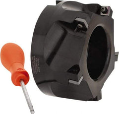 Kennametal - 5 Inserts, 4" Cut Diam, 1-1/2" Arbor Diam, 0.361" Max Depth of Cut, Indexable Square-Shoulder Face Mill - 0/90° Lead Angle, 2" High, SD.T 43.. Insert Compatibility, Series KSSM - Apex Tool & Supply