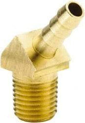 Parker - 1/8 NPTF Thread Hose Barb x Male NPT 45° Elbow - 1/4" ID Hose, Brass - Apex Tool & Supply