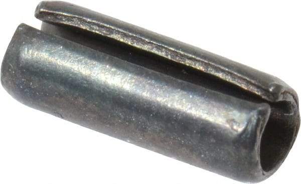 Value Collection - 3mm Diam x 8mm Long Slotted Spring Pin - Grade 1070-1080 Steel, Plain Finish - Apex Tool & Supply