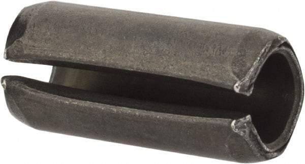 Value Collection - 8mm Diam x 18mm Long Slotted Spring Pin - Grade 1070-1080 Steel, Plain Finish - Apex Tool & Supply