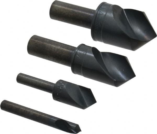 M.A. Ford - 4 Piece, 1/4 to 1" Head Diam, 90° Included Angle, Single End Countersink Set - Apex Tool & Supply