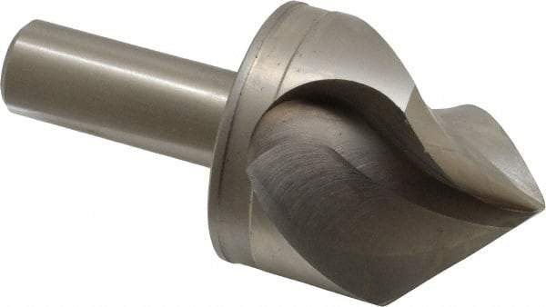M.A. Ford - 2" Head Diam, 3/4" Shank Diam, 3 Flute 90° High Speed Steel Countersink - Bright Finish, 4-1/4" OAL, 0.6" Nose Diam, Single End, Straight Shank, Right Hand Cut - Apex Tool & Supply
