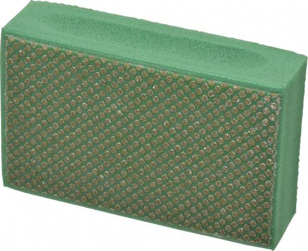 3M - Medium Grade, 250 Grit, Diamond Hand Pad - Green, 2-1/4" Wide x 3-3/4" Long, Coated - Apex Tool & Supply