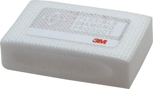 3M - Extra Fine Grade, 20 Grit, Diamond Hand Pad - White, 2-1/4" Wide x 3-3/4" Long, Coated - Apex Tool & Supply