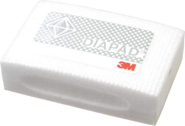 3M - Extra Fine Grade, 30 Grit, Diamond Hand Pad - White & Yellow, 2-1/4" Wide x 3-3/4" Long, Coated - Apex Tool & Supply