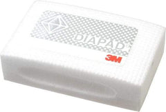 3M - Extra Fine Grade, 30 Grit, Diamond Hand Pad - White & Yellow, 2-1/4" Wide x 3-3/4" Long, Coated - Apex Tool & Supply