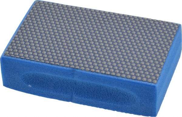 3M - Super Fine Grade, 10 Grit, Diamond Hand Pad - Blue, 2-1/4" Wide x 3-3/4" Long, Coated - Apex Tool & Supply