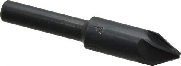 M.A. Ford - 3/8" Head Diam, 1/4" Shank Diam, 6 Flute 60° High Speed Steel Countersink - Bright Finish, 2" OAL, 0.09" Nose Diam, Single End, Straight Shank, Right Hand Cut - Apex Tool & Supply