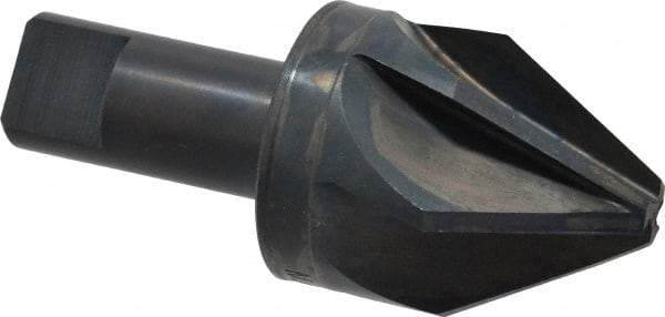 M.A. Ford - 1-1/2" Head Diam, 3/4" Shank Diam, 6 Flute 60° High Speed Steel Countersink - Bright Finish, 3-1/2" OAL, 0.43" Nose Diam, Single End, Straight Shank, Right Hand Cut - Apex Tool & Supply