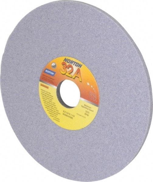 Norton - 8" Diam x 1-1/4" Hole x 1/4" Thick, H Hardness, 60 Grit Surface Grinding Wheel - Aluminum Oxide, Type 1, Medium Grade, 3,600 Max RPM, Vitrified Bond, No Recess - Apex Tool & Supply