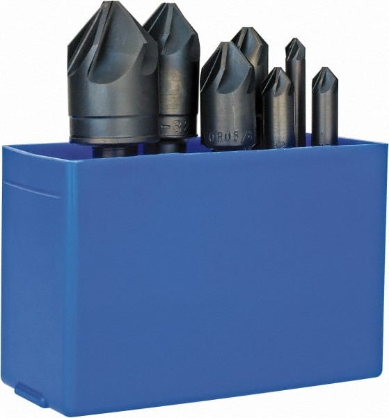 M.A. Ford - 7 Piece, 1/4 to 1" Head Diam, 82° Included Angle, Single End Countersink Set - Apex Tool & Supply